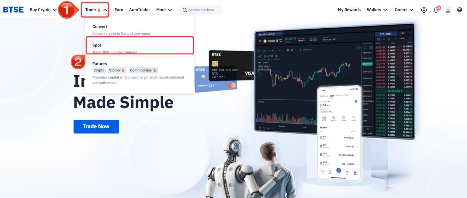 Open BTSE spot trading
