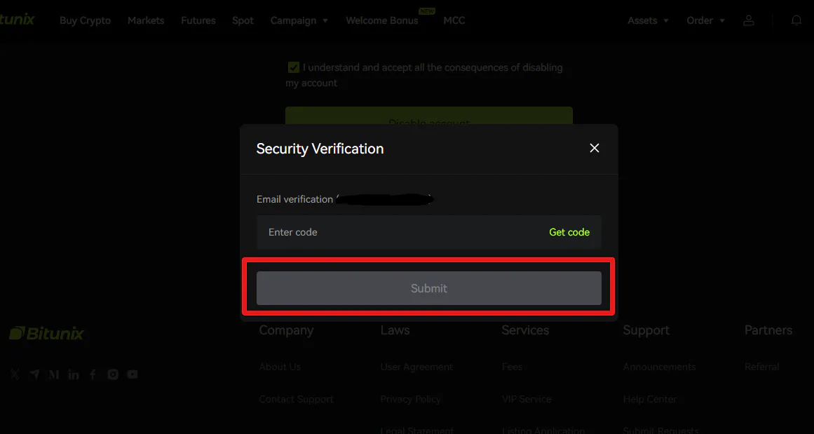 Step 8: Enter Email Verification Code