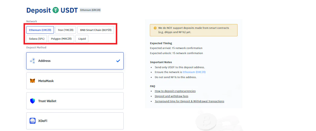 BTSE Spot Trading: Step-By-Step Guide for Beginners: Step 2: Deposit (3)