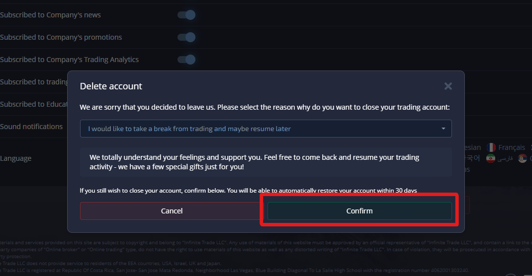 Step 7: Click on “Confirm” Button