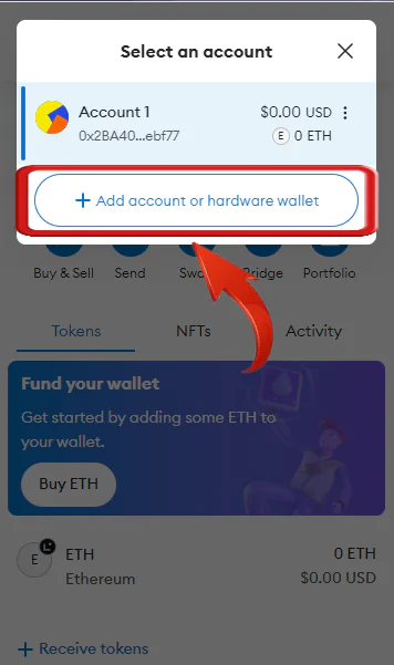 Add hardware wallet option in MetaMask Extension
