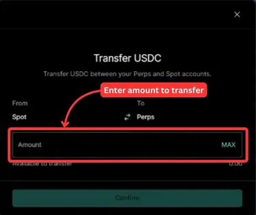 Confirm transfer to Perps Wallet
