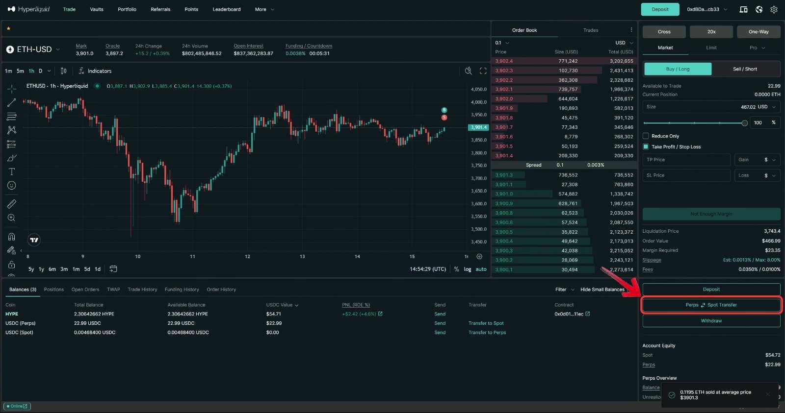 Withdraw funds from Hyperliquid