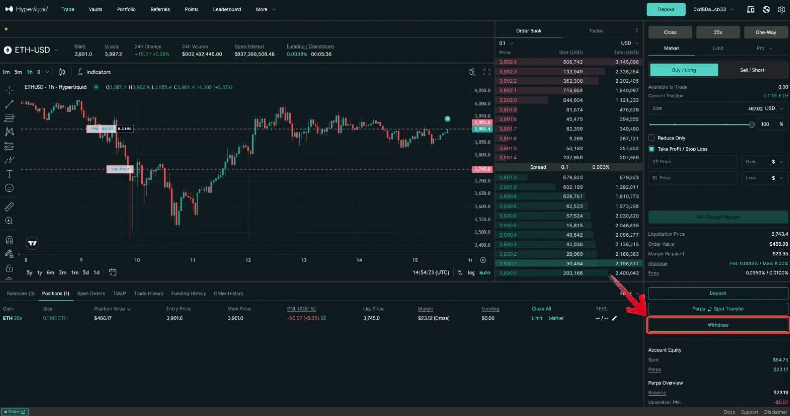 Withdraw funds from Hyperliquid