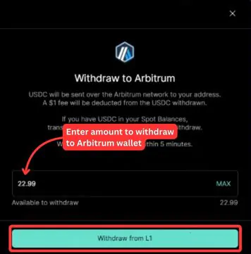 Hyperliquid Withdraw to Arbitrum