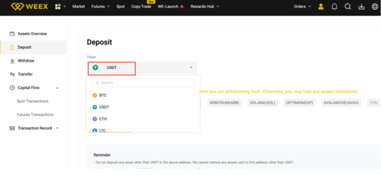 WEEX deposits