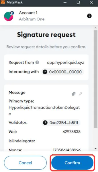 Confirm transaction on Web3 wallet