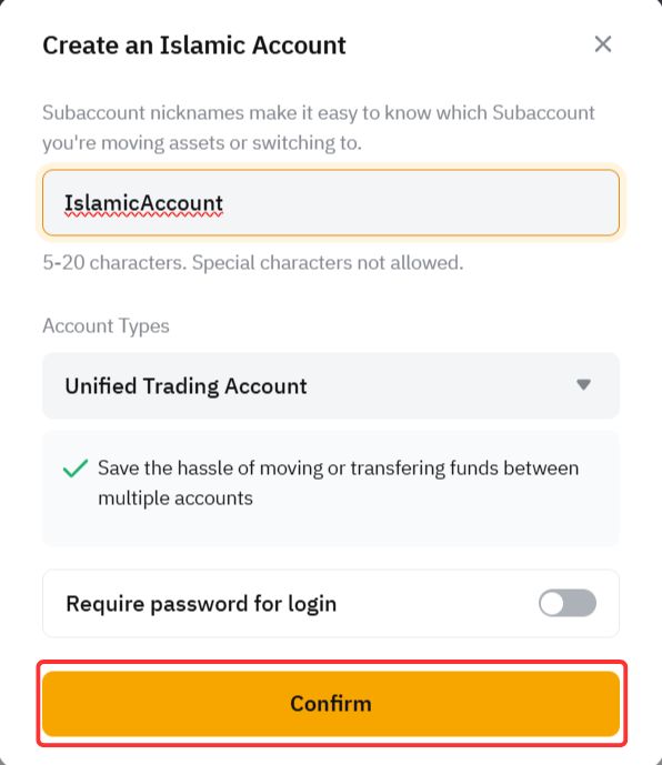 Bybit Islamic Account