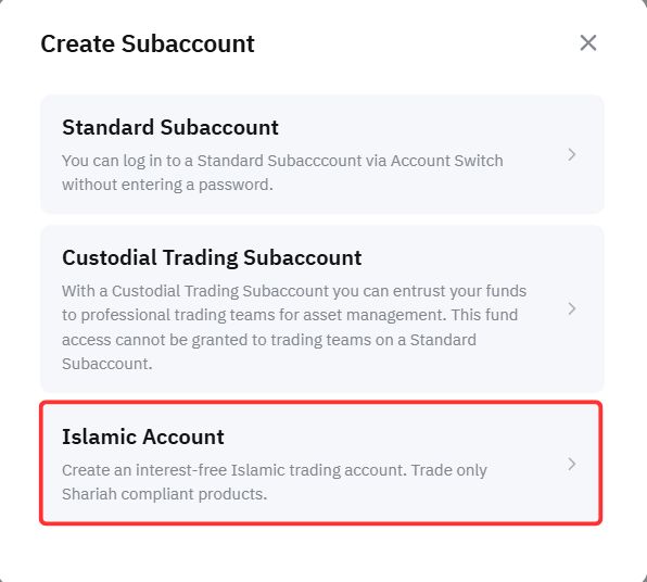 Bybit Islamic Account