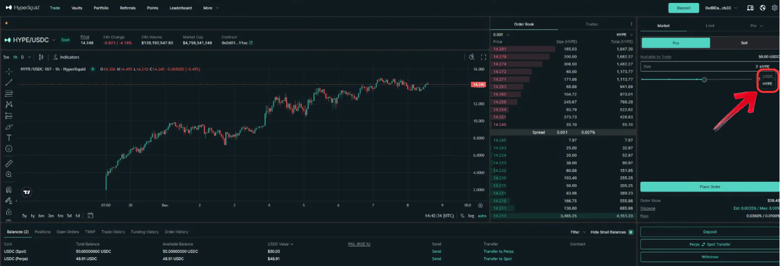 Set currency to place order