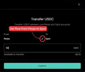 Transfer from Perps to Spot