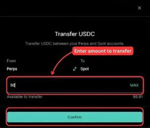 Transfer to Hyperliquid Spot Wallet