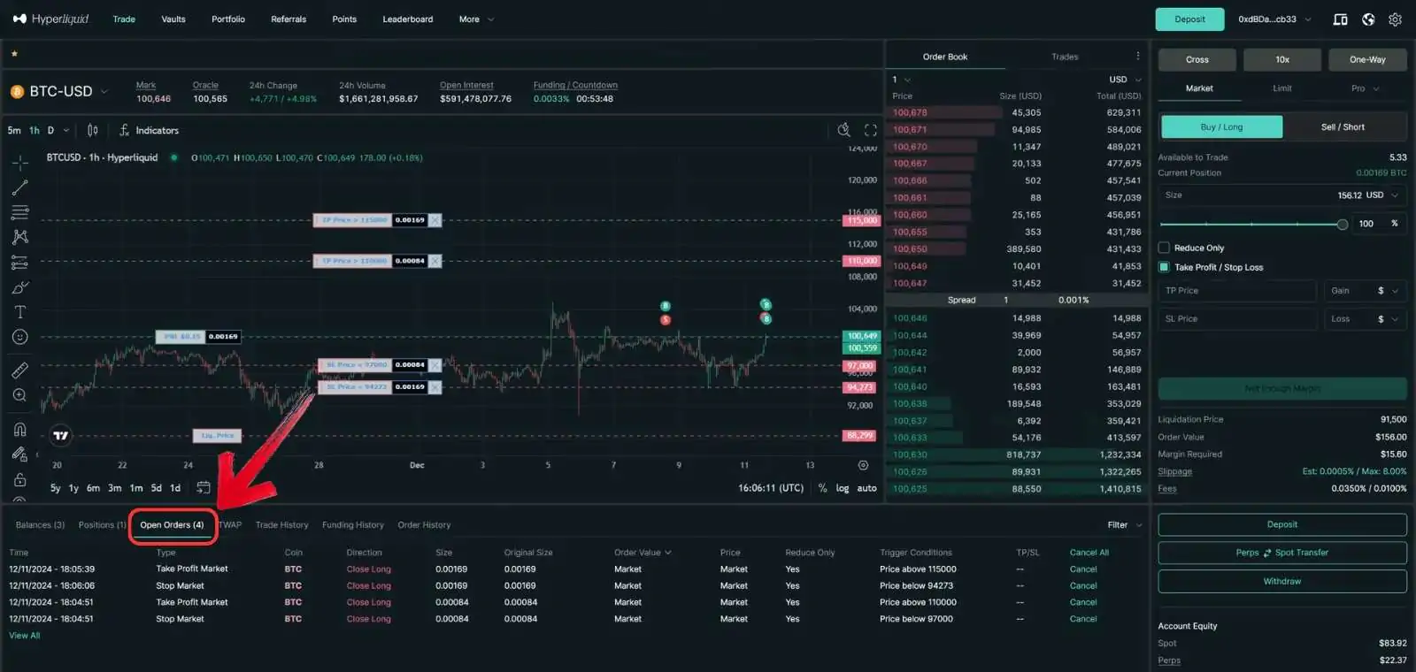 View open orders on Hyperliquid