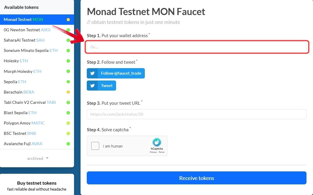 Monad Testnet Tokens