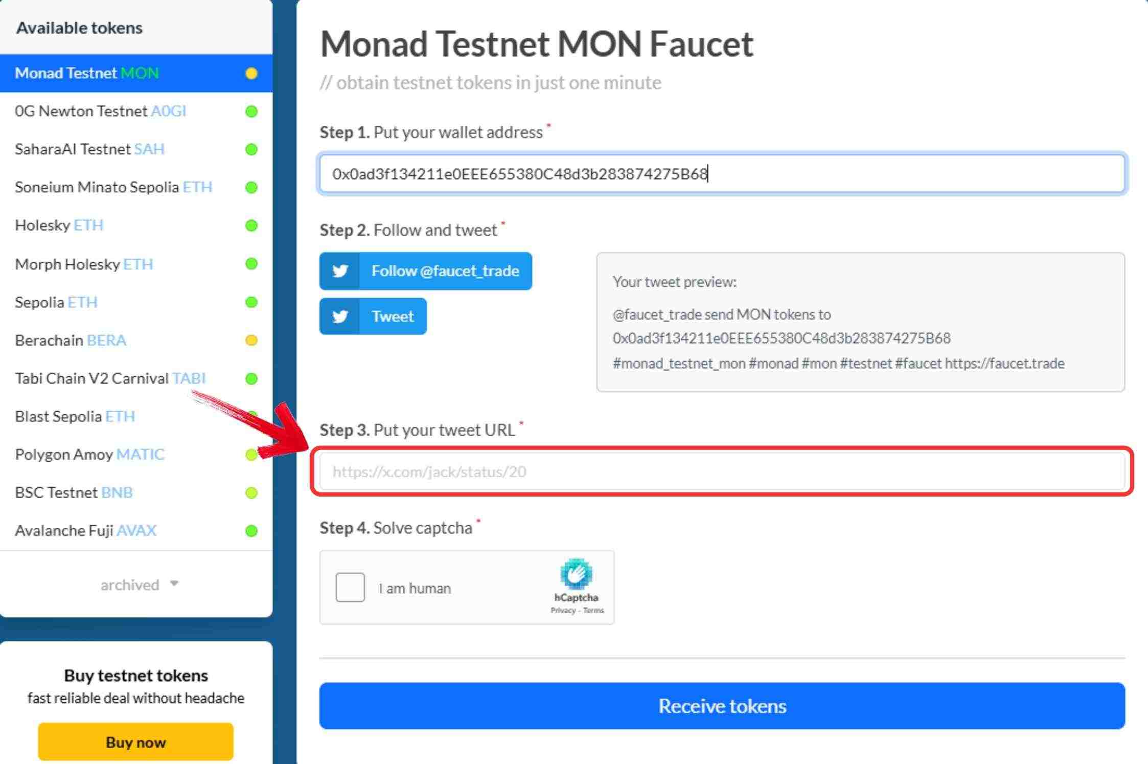 Monad Testnet Tokens