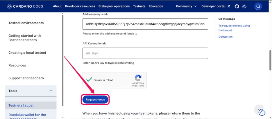 Request Cardano Testnet Token