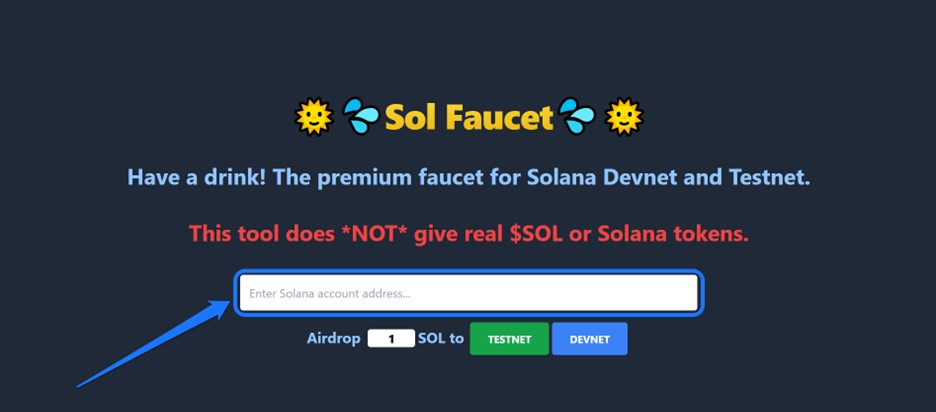 Enter SOL Testnet Address