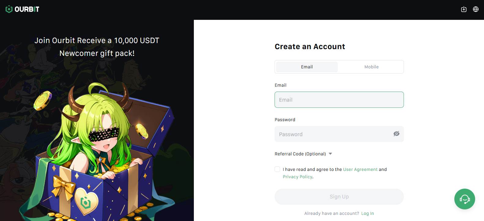 Ourbit Sign up