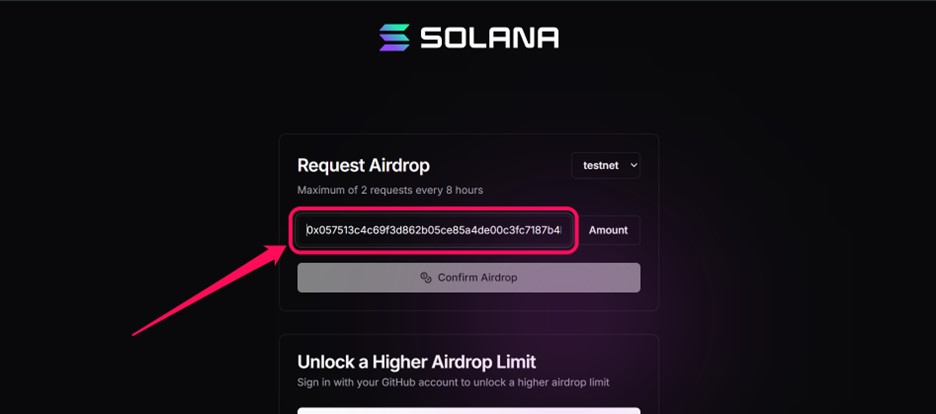 SOL Testnet Address