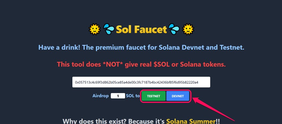 SOL Testnet Network Choice