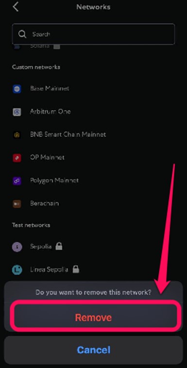 Remove Network from MetaMask