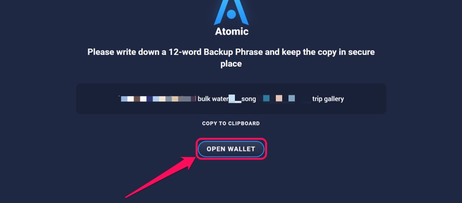 Save Atomic Seed Phrase
