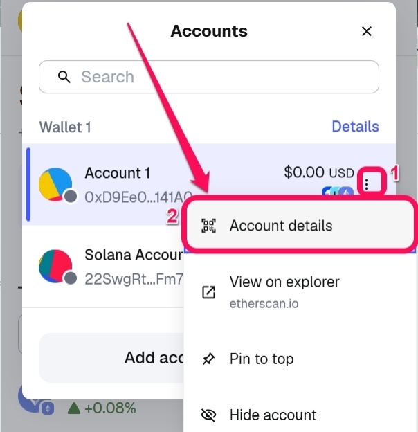 MetaMask Account Details