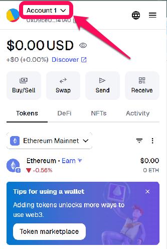 MetaMask Account Dropdown