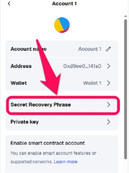 MetaMask Secret Recovery Phrase
