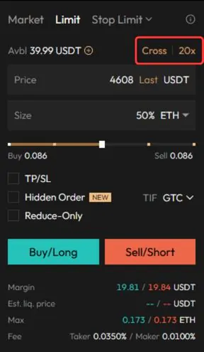 Perpetual trading Set margin and leverage on Aster DEX