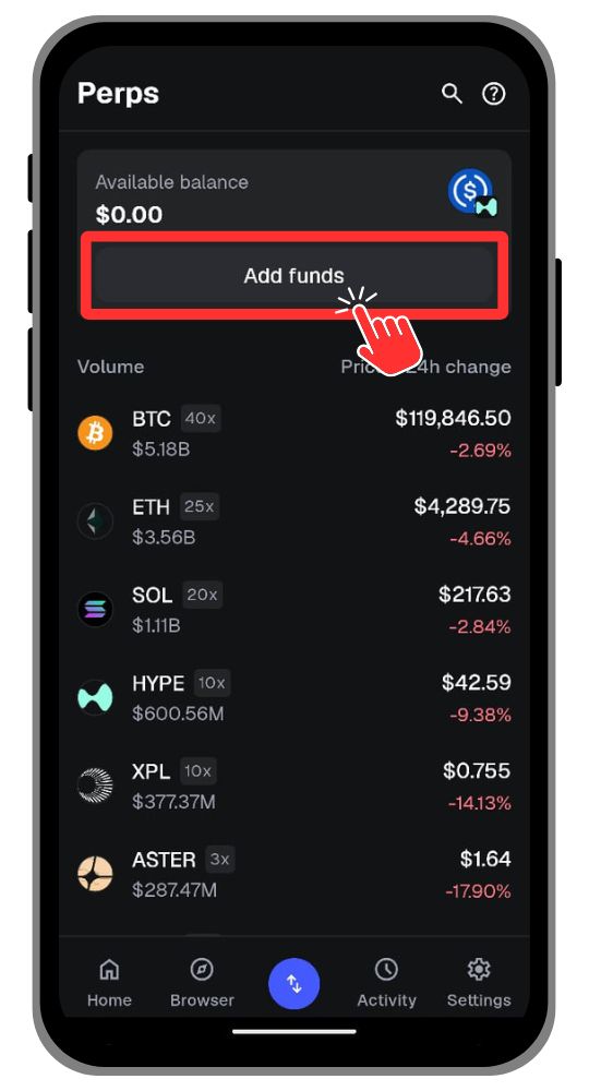 Add Funds to MetaMask Mobile Perp