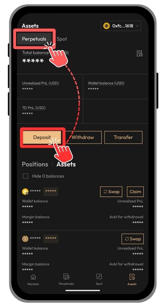 Aster DEX Deposit funds
