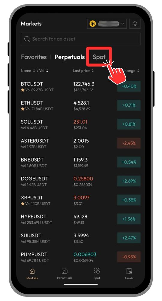 Spot Trading on Aster DEX Mobile App