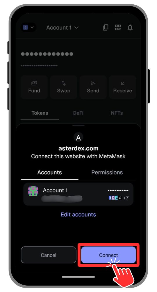 Establish Connection between Web3 Wallet and Aster DEX
