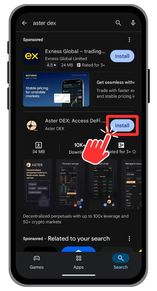 Google Play store Instal Aster DEX