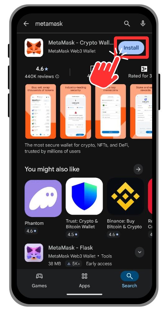 Google Playstore Instal MetaMask