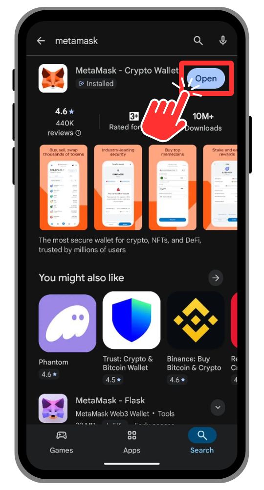 Google Playstore Open MetaMask