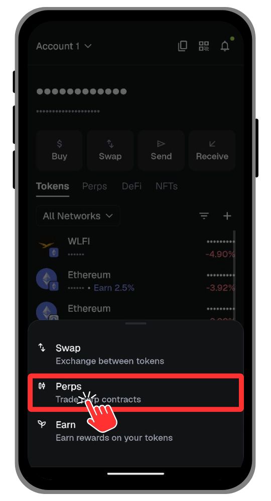 MetaMask Mobile Wallet Perps Tab