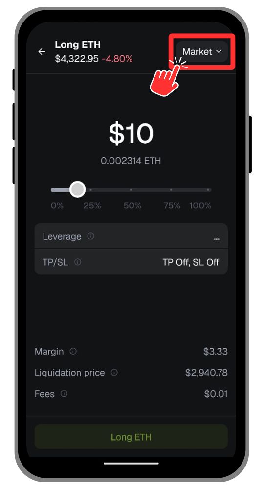 MetaMask Perps Order type