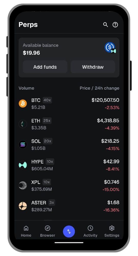 MetaMask Perps Screen