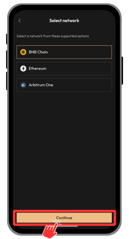 Select a Network to Connect on Aster DEX Mobile