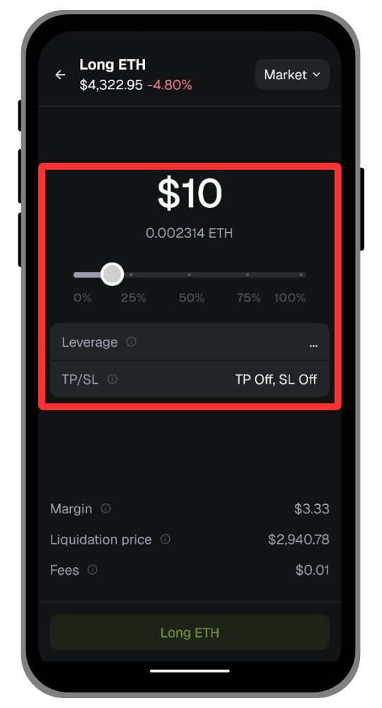 Set order on MetaMask Perps