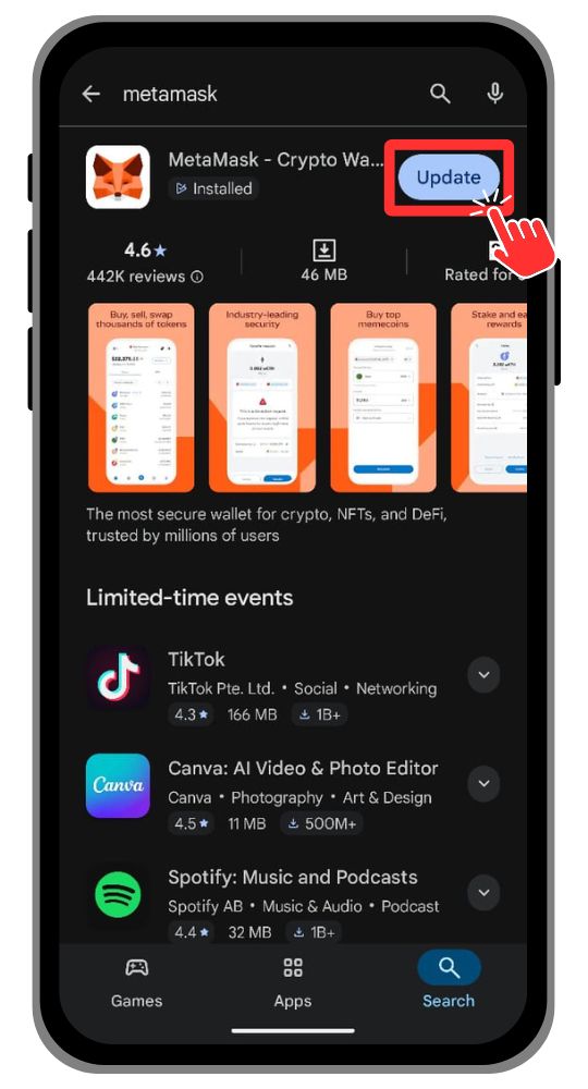 Update MetaMask Mobile Wallet