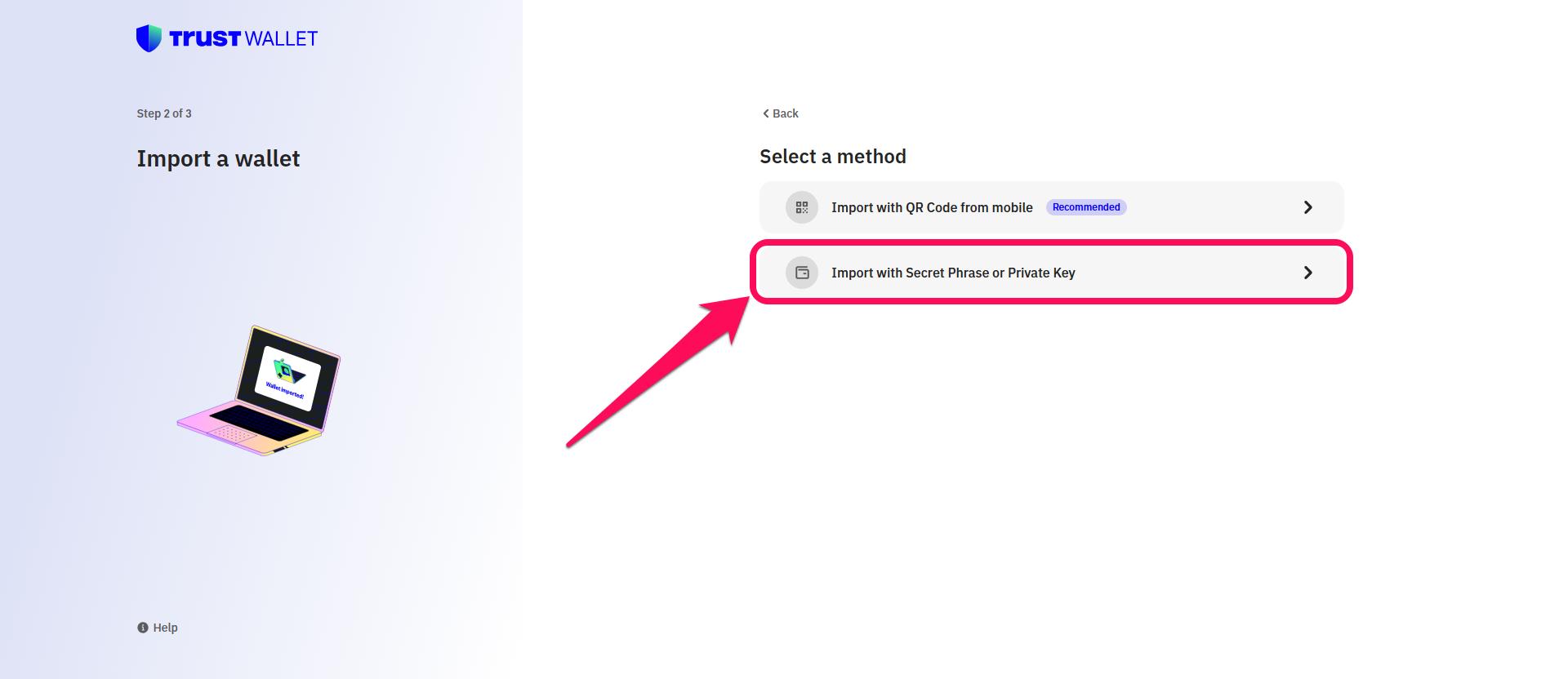 Select Import Method