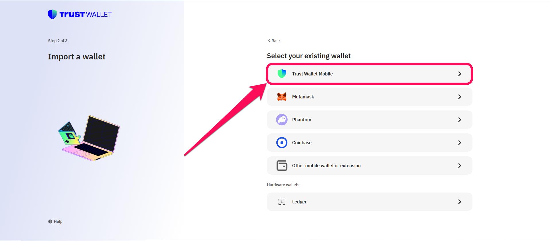 Select Wallet to Import from