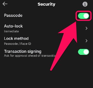 Toggle Off Passcode