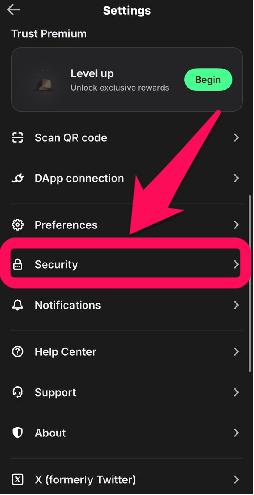 Trust Wallet Security Settings