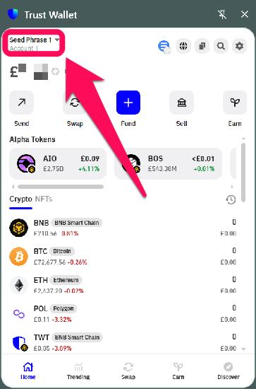 Trust Wallet Wallet Dropdown