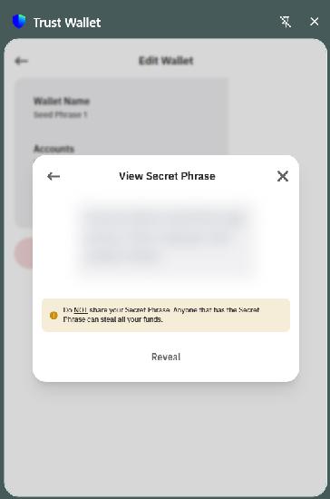 View Secret Recovery Phrase