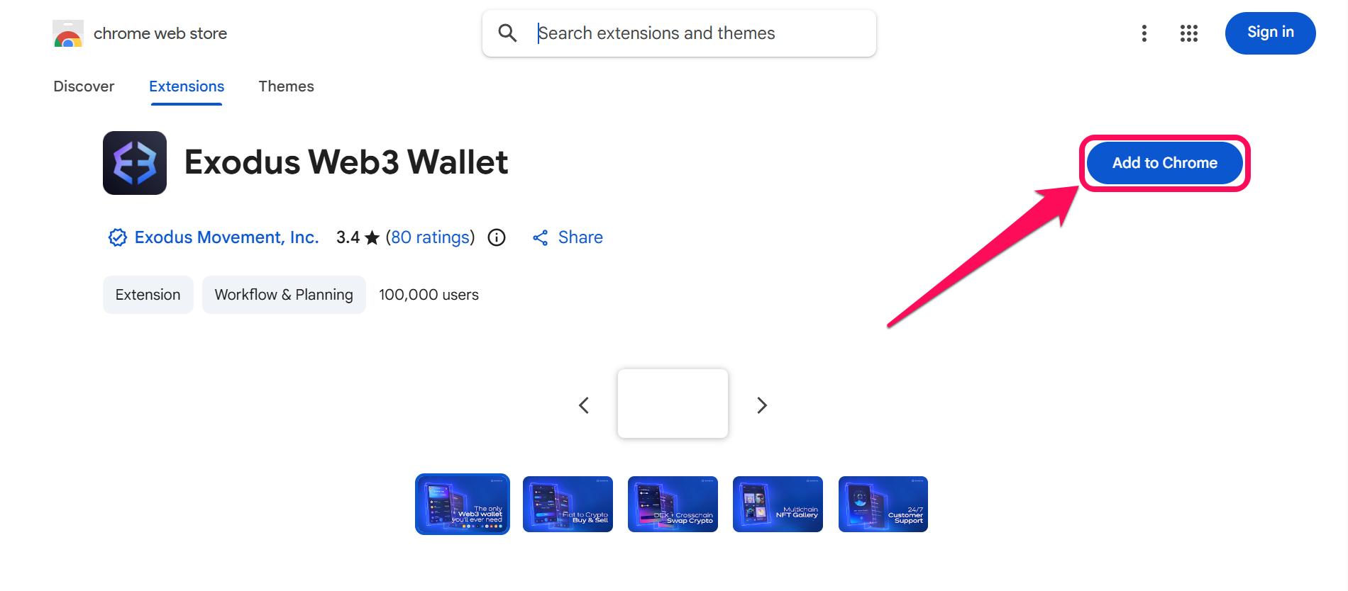 Add Exodus Wallet to Chrome